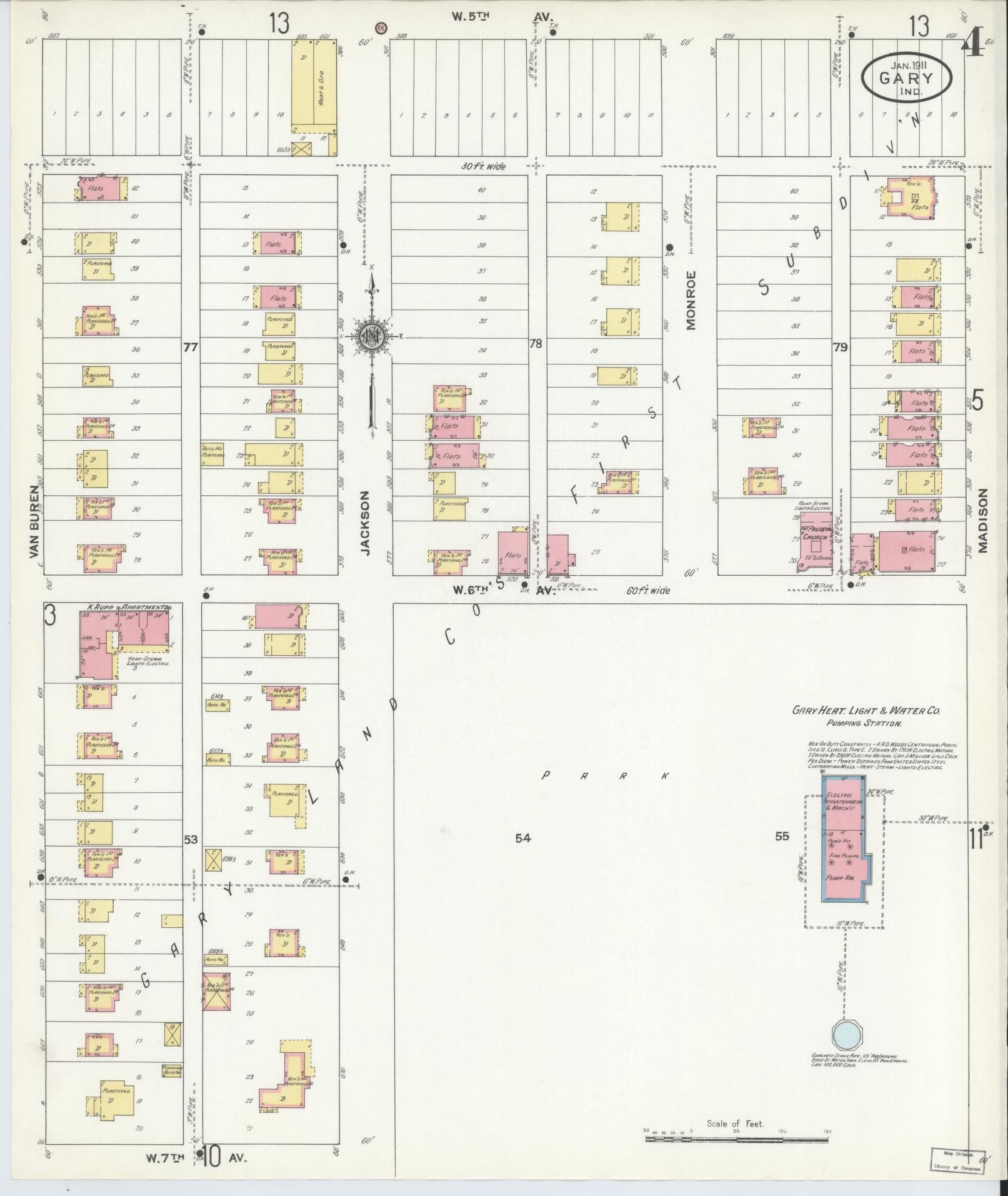 Sanborn Fire Insurance Map from Gary, Lake County, Indiana (1911), Sheet #0004 - Complete Map Set gallery image, historic Sanborn map, vintage wall art, Indiana Indiana