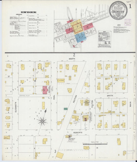 Sanborn Fire Insurance Map from Colchester, Mcdonough County, Illinois (1906), Sheet #0001 - Historic Sanborn Fire Insurance Map Print, vintage old map wall art, antique decor, genealogy gift, Illinois Illinois map