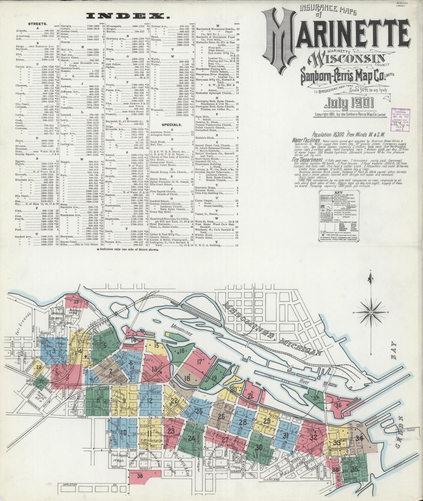 Marinette, Marinette County, Wisconsin (1901) – Sanborn Fire Insurance Map – Map View