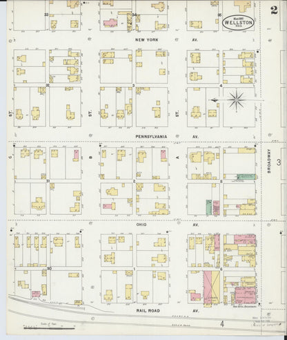 Sanborn Fire Insurance Map from Wellston, Jackson County, Ohio (1897), Sheet #0002 - Complete Map Set gallery image, historic Sanborn map, vintage wall art, Ohio Ohio
