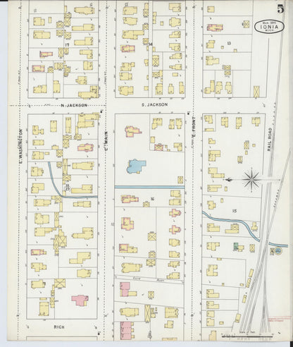 Sanborn Fire Insurance Map from Ionia, Ionia County, Michigan (1895), Sheet #0005 - Historic Sanborn Fire Insurance Map Print, vintage old map wall art, antique decor, genealogy gift, Michigan Michigan map