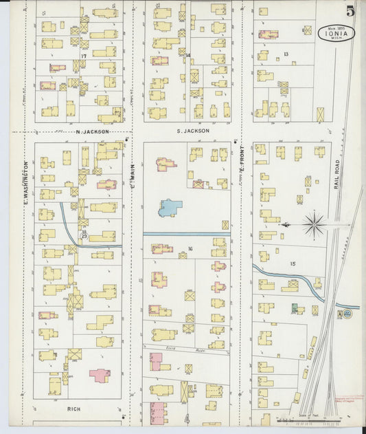 Sanborn Fire Insurance Map from Ionia, Ionia County, Michigan (1895), Sheet #0005 - Historic Sanborn Fire Insurance Map Print, vintage old map wall art, antique decor, genealogy gift, Michigan Michigan map