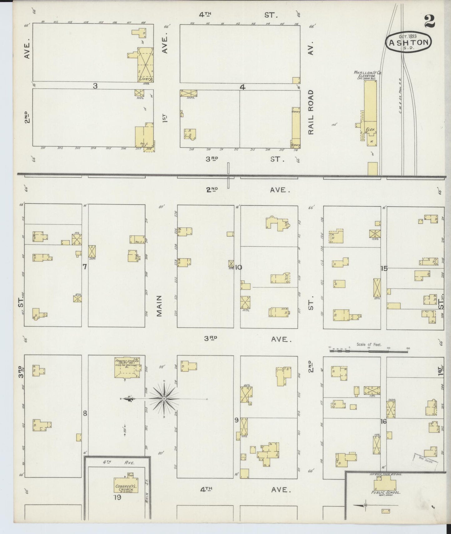 Sanborn Fire Insurance Map from Ashton, Spink County, South Dakota (1893), Sheet #0002 - Historic Sanborn Fire Insurance Map Print, vintage old map wall art, antique decor, genealogy gift, South Dakota South Dakota map