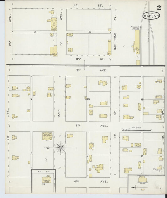 Sanborn Fire Insurance Map from Ashton, Spink County, South Dakota (1893), Sheet #0002 - Historic Sanborn Fire Insurance Map Print, vintage old map wall art, antique decor, genealogy gift, South Dakota South Dakota map