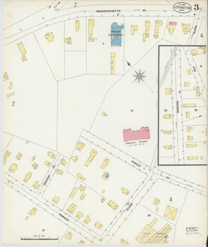 Sanborn Fire Insurance Map from Lexington, Middlesex County, Massachusetts (1903), Sheet #0003 - Complete Map Set gallery image, historic Sanborn map, vintage wall art, Massachusetts Massachusetts