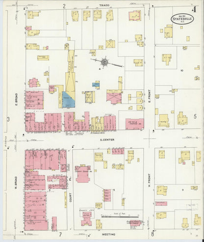 Sanborn Fire Insurance Map from Statesville, Iredell County, North Carolina (1911), Sheet #0004 - Complete Map Set gallery image, historic Sanborn map, vintage wall art, North Carolina North Carolina