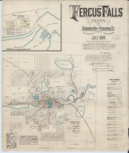 Sanborn Fire Insurance Map from Fergus Falls, Otter Tail County, Minnesota (1884), Sheet #0001 - Complete Map Set gallery image, historic Sanborn map, vintage wall art, Minnesota Minnesota