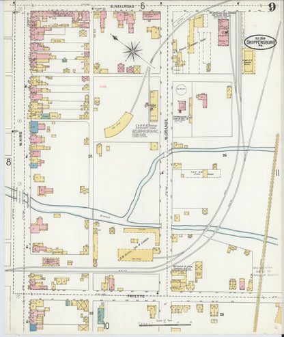 Sanborn Fire Insurance Map from Shippensburg, Cumberland And Franklin Counties, Pennsylvania (1904), Sheet #0009 - Historic Sanborn Fire Insurance Map Print, vintage old map wall art, antique decor, genealogy gift, Counties Pennsylvania map