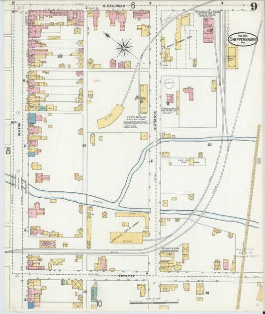 Sanborn Fire Insurance Map from Shippensburg, Cumberland And Franklin Counties, Pennsylvania (1904), Sheet #0009 - Historic Sanborn Fire Insurance Map Print, vintage old map wall art, antique decor, genealogy gift, Counties Pennsylvania map