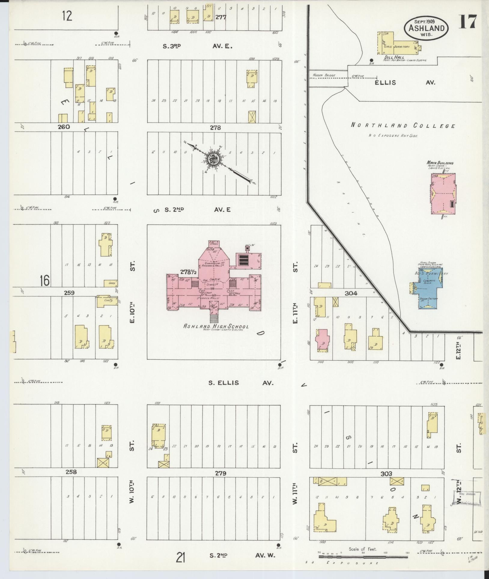 Sanborn Fire Insurance Map from Ashland, Ashland County, Wisconsin (1909), Sheet #0017 - Complete Map Set gallery image, historic Sanborn map, vintage wall art, Wisconsin Wisconsin