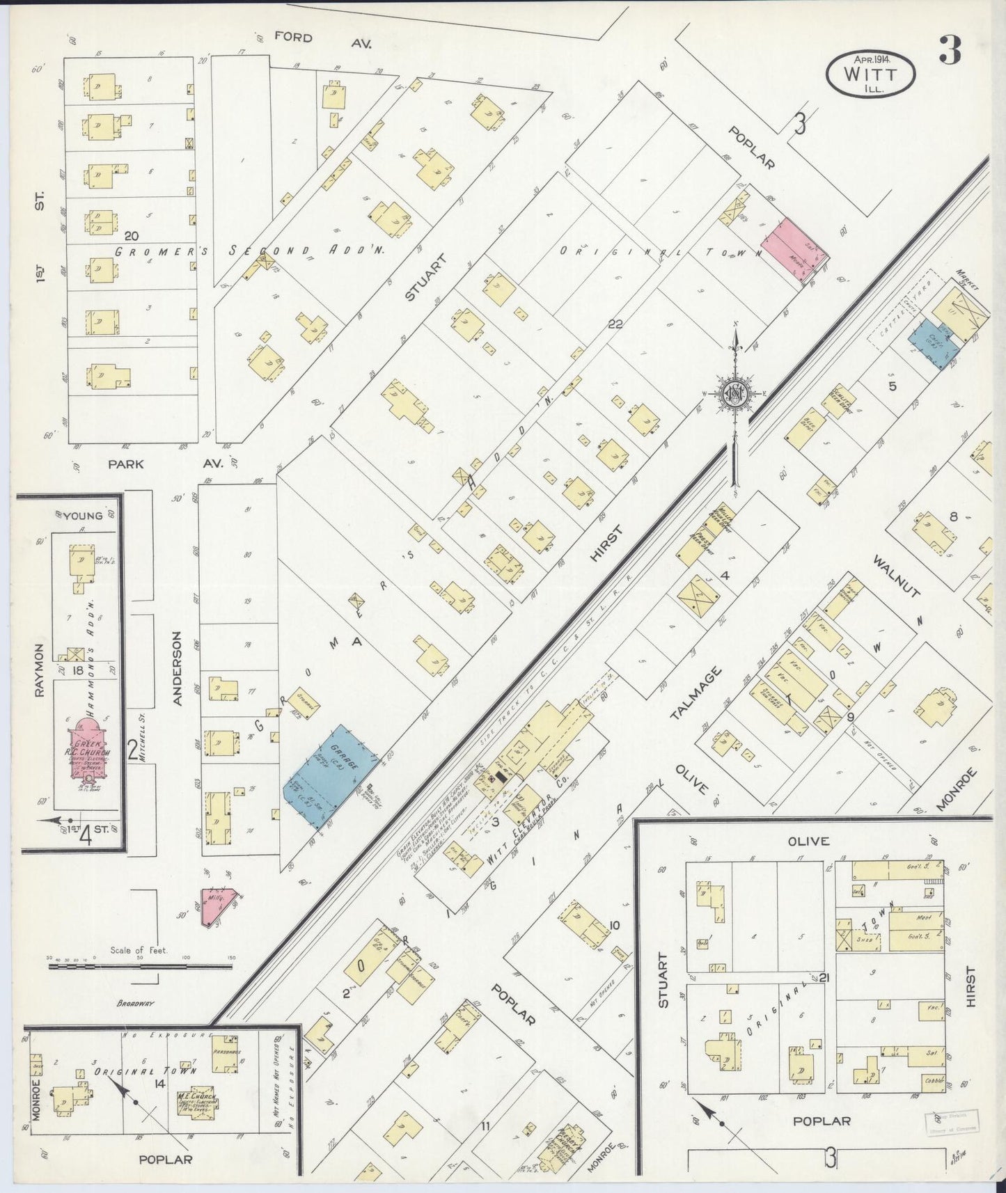Sanborn Fire Insurance Map from Witt, Montgomery County, Illinois (1914), Sheet #0003 - Complete Map Set gallery image, historic Sanborn map, vintage wall art, Illinois Illinois