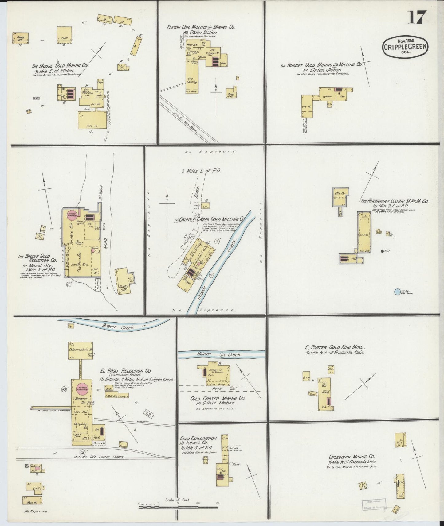 Sanborn Fire Insurance Map from Cripple Creek, Teller County, Colorado (1896), Sheet #0017 - Complete Map Set gallery image, historic Sanborn map, vintage wall art, Colorado Colorado