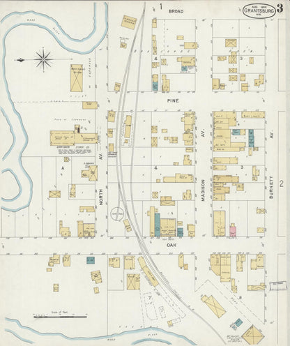Sanborn Fire Insurance Map from Grantsburg, Burnett County, Wisconsin (1902), Sheet #0003 - Complete Map Set gallery image, historic Sanborn map, vintage wall art, Wisconsin Wisconsin