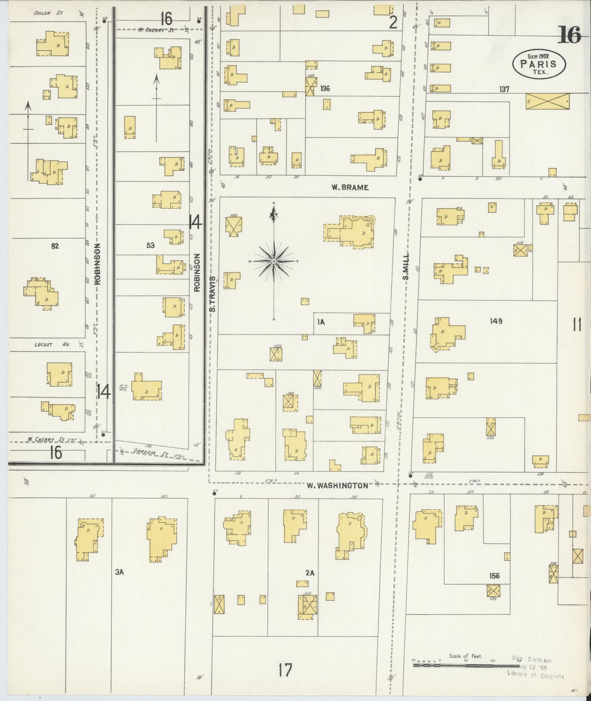 Sanborn Fire Insurance Map from Paris, Lamar County, Texas (1902), Sheet #0016 - Complete Map Set gallery image, historic Sanborn map, vintage wall art, Texas Texas