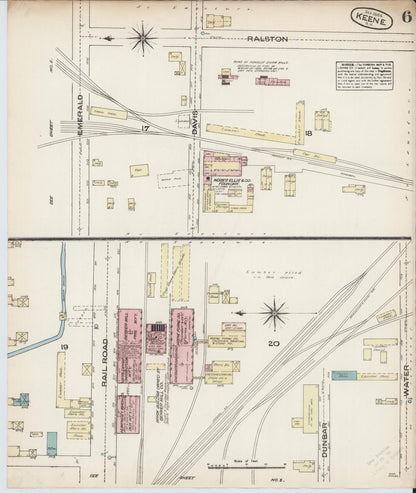 Sanborn Fire Insurance Map from Keene, Cheshire County, New Hampshire (1884), Sheet #0006 - Complete Map Set gallery image, historic Sanborn map, vintage wall art, New Hampshire New Hampshire