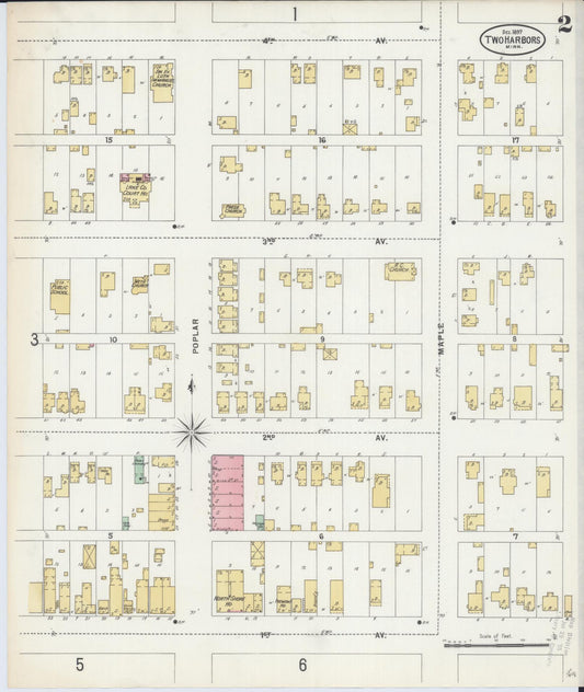 Sanborn Fire Insurance Map from Two Harbors, Lake County, Minnesota (1897), Sheet #0002 - Historic Sanborn Fire Insurance Map Print, vintage old map wall art, antique decor, genealogy gift, Minnesota Minnesota map