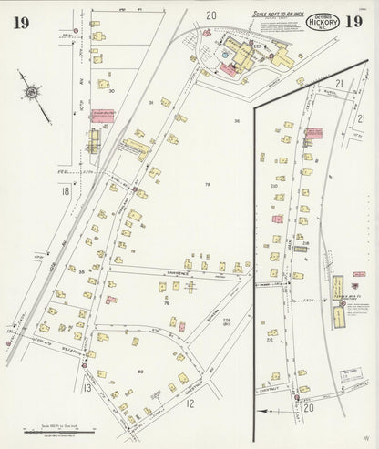 Sanborn Fire Insurance Map from Hickory, Catawba County, North Carolina (1925), Sheet #0019 - Complete Map Set gallery image, historic Sanborn map, vintage wall art, North Carolina North Carolina