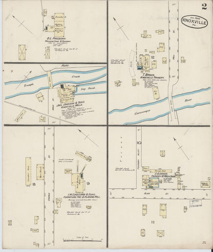 Sanborn Fire Insurance Map from Knoxville, Tioga County, Pennsylvania (1886), Sheet #0002 - Historic Sanborn Fire Insurance Map Print, vintage old map wall art, antique decor, genealogy gift, Pennsylvania Pennsylvania map