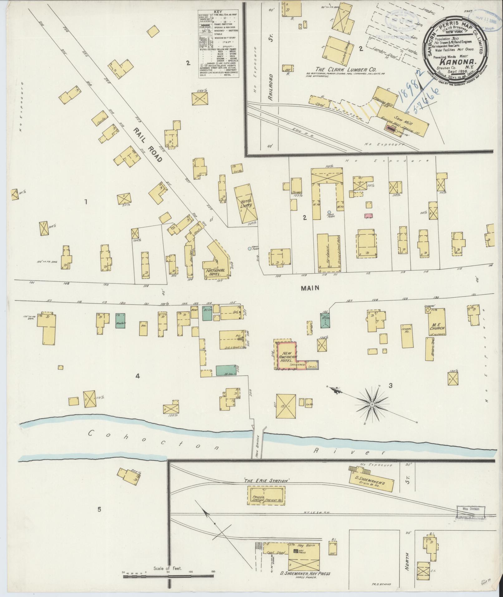 Sanborn Fire Insurance Map from Kanona, Steuben County, New York. (1898) – Historic Sanborn Fire Insurance Map Print