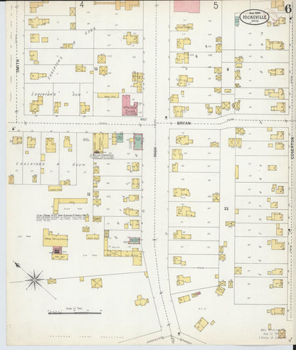 Sanborn Fire Insurance Map from Hicksville, Defiance County, Ohio (1899), Sheet #0006 - Historic Sanborn Fire Insurance Map Print, vintage old map wall art, antique decor, genealogy gift, Ohio Ohio map