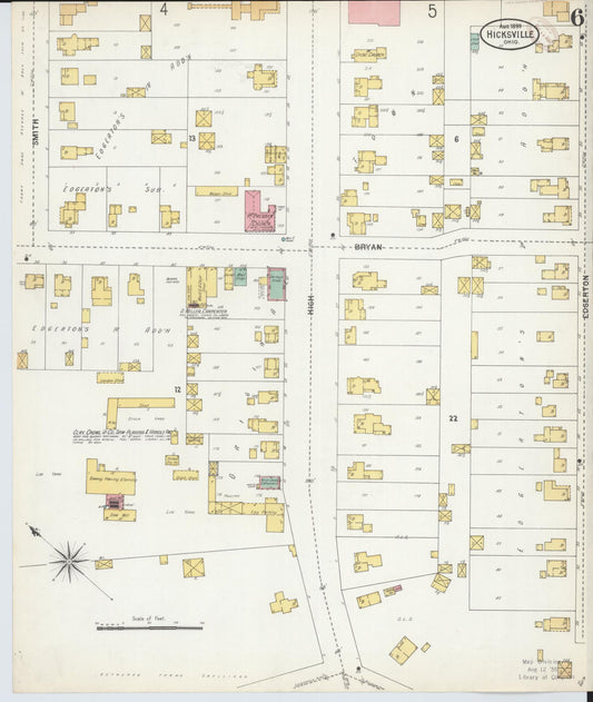 Sanborn Fire Insurance Map from Hicksville, Defiance County, Ohio (1899), Sheet #0006 - Historic Sanborn Fire Insurance Map Print, vintage old map wall art, antique decor, genealogy gift, Ohio Ohio map