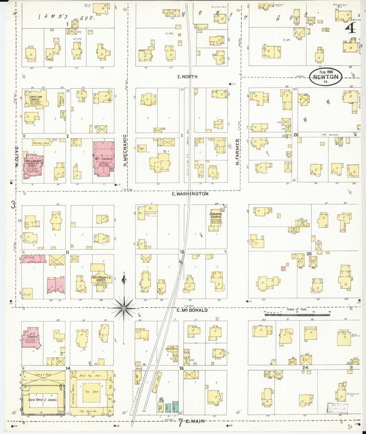 Sanborn Fire Insurance Map from Newton, Jasper County, Iowa (1906), Sheet #0004 - Historic Sanborn Fire Insurance Map Print