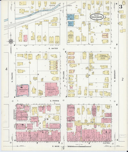 Sanborn Fire Insurance Map from Galesburg, Knox County, Illinois (1911), Sheet #0003 - Complete Map Set gallery image, historic Sanborn map, vintage wall art, Illinois Illinois