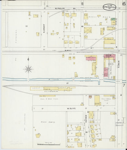 Sanborn Fire Insurance Map from Springfield, Greene County, Missouri (1896), Sheet #0006 - Complete Map Set gallery image, historic Sanborn map, vintage wall art, Missouri Missouri