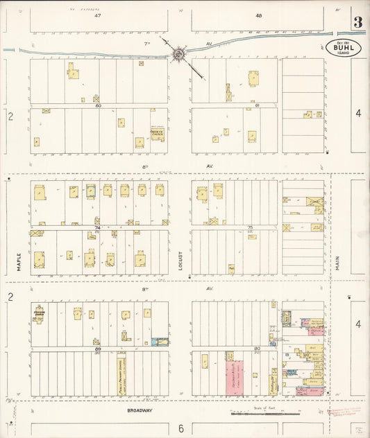 Sanborn Fire Insurance Map from Buhl, Twin Falls County, Idaho (1911), Sheet #0003 - Historic Sanborn Fire Insurance Map Print, vintage old map wall art, antique decor, genealogy gift, Falls Idaho map