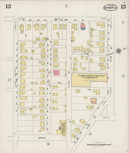 Sanborn Fire Insurance Map from Hopkinsville, Christian County, Kentucky (1923), Sheet #0013 - Complete Map Set gallery image, historic Sanborn map, vintage wall art, Kentucky Kentucky