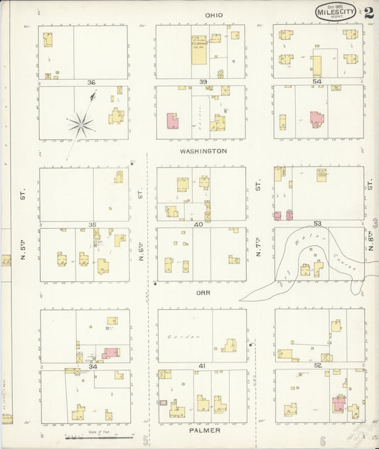 Sanborn Fire Insurance Map from Miles City, Custer County, Montana (1893), Sheet #0002 - Historic Sanborn Fire Insurance Map Print, vintage old map wall art, antique decor, genealogy gift, Montana Montana map