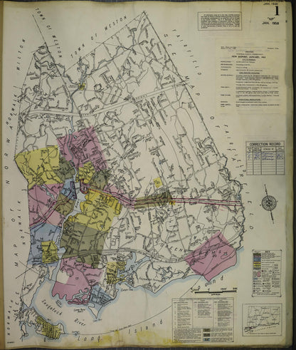 Sanborn Fire Insurance Map from Westport, Fairfield County, Connecticut (1962), Sheet #0001 - Complete Map Set gallery image, historic Sanborn map, vintage wall art, Connecticut Connecticut