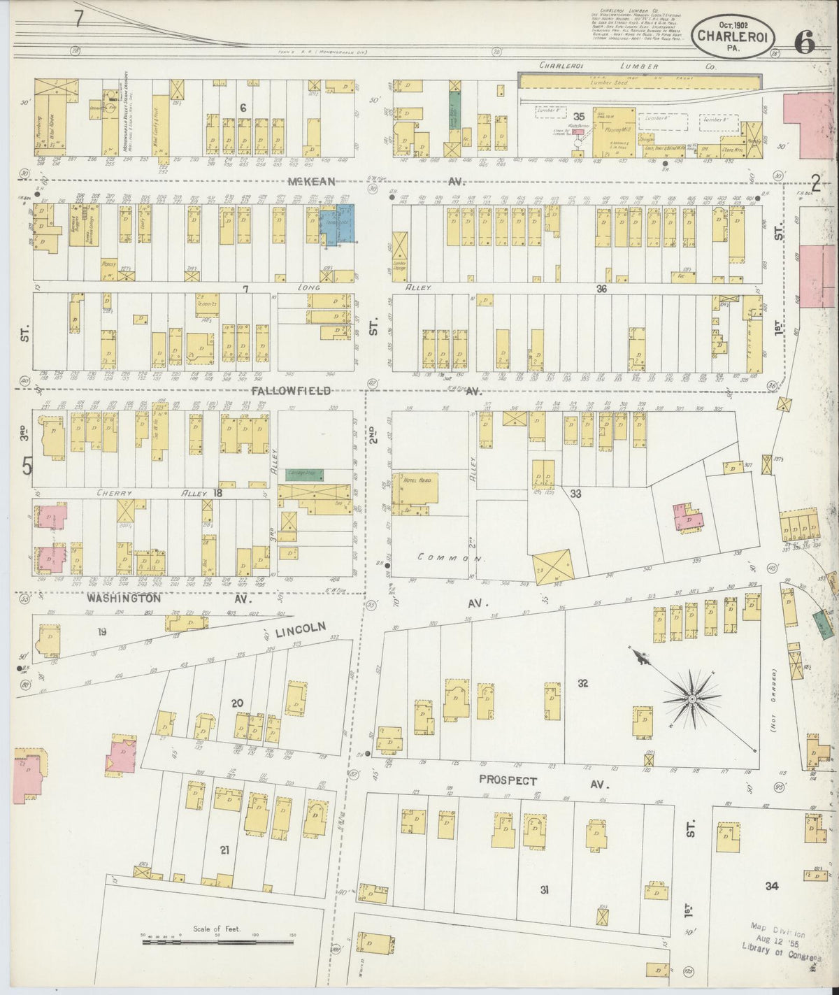 Sanborn Fire Insurance Map from Charleroi, Washington County, Pennsylvania (1902), Sheet #0006 - Complete Map Set gallery image, historic Sanborn map, vintage wall art, Pennsylvania Pennsylvania