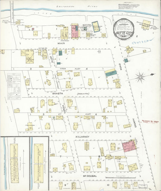Sanborn Fire Insurance Map from Butte City, Glenn County, California (1897), Sheet #0001 - Historic Sanborn Fire Insurance Map Print, vintage old map wall art, antique decor, genealogy gift, California California map