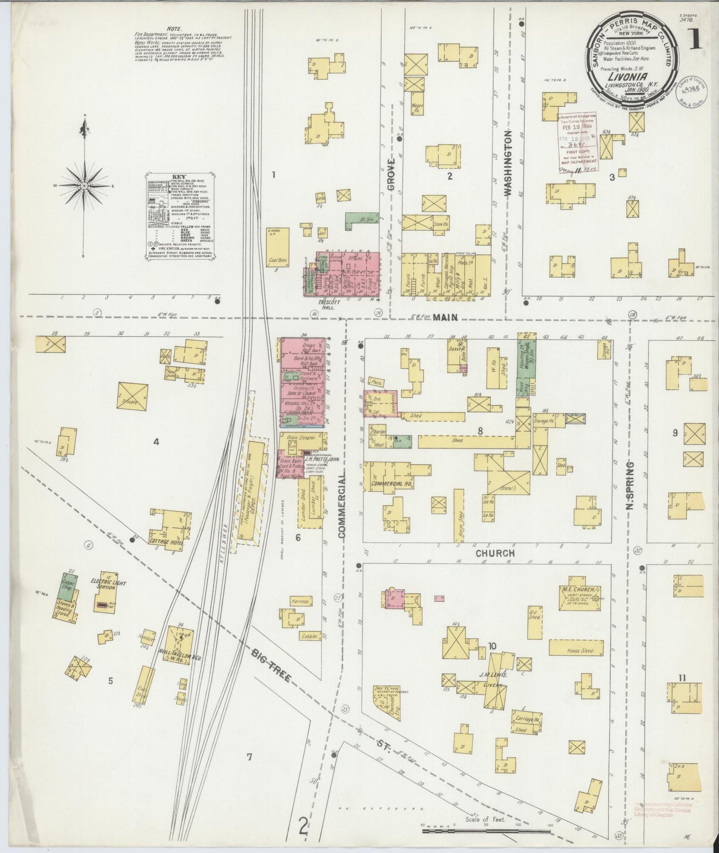 Sanborn Fire Insurance Map from Livonia, Livingston County, New York. (1900) – Historic Sanborn Fire Insurance Map Print