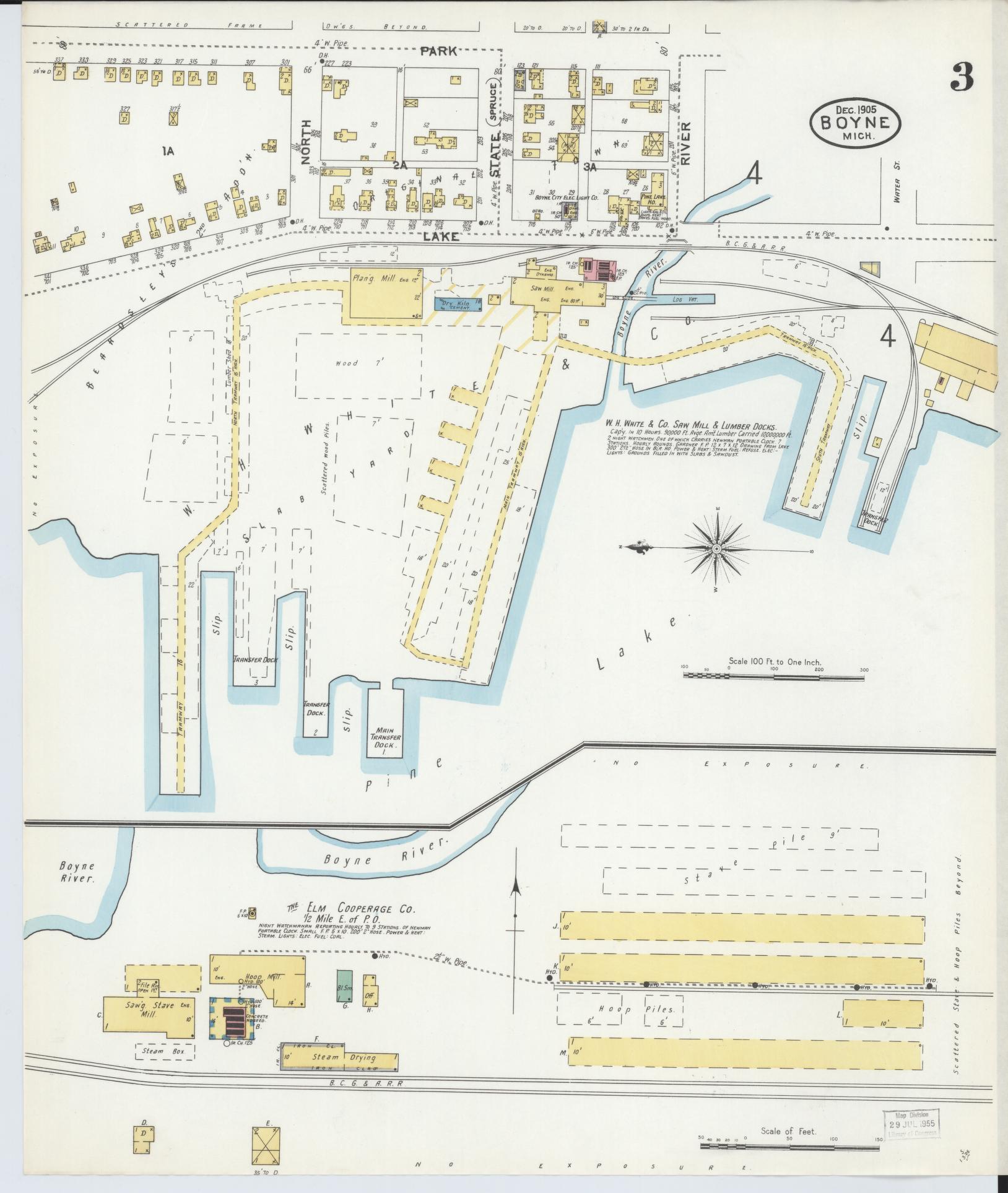 Sanborn Fire Insurance Map from Boyne City, Charlevoix County, Michigan (1905), Sheet #0003 - Complete Map Set gallery image, historic Sanborn map, vintage wall art, Michigan Michigan