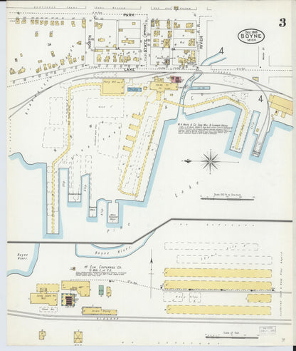 Sanborn Fire Insurance Map from Boyne City, Charlevoix County, Michigan (1905), Sheet #0003 - Complete Map Set gallery image, historic Sanborn map, vintage wall art, Michigan Michigan