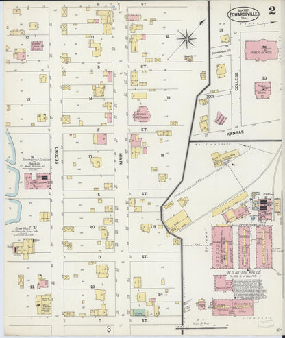 Sanborn Fire Insurance Map from Edwardsville, Madison County, Illinois (1897), Sheet #0002 - Complete Map Set gallery image, historic Sanborn map, vintage wall art, Illinois Illinois