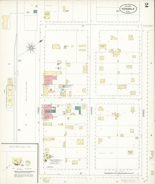 Sanborn Fire Insurance Map from Norwalk, Los Angeles County, California (1898), Sheet #0002 - Historic Sanborn Fire Insurance Map Print, vintage old map wall art, antique decor, genealogy gift, California California map