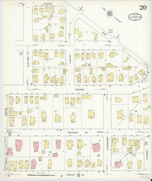 Sanborn Fire Insurance Map from La Porte, La Porte County, Indiana (1912), Sheet #0020 - Historic Sanborn Fire Insurance Map Print, vintage old map wall art, antique decor, genealogy gift, Indiana Indiana map