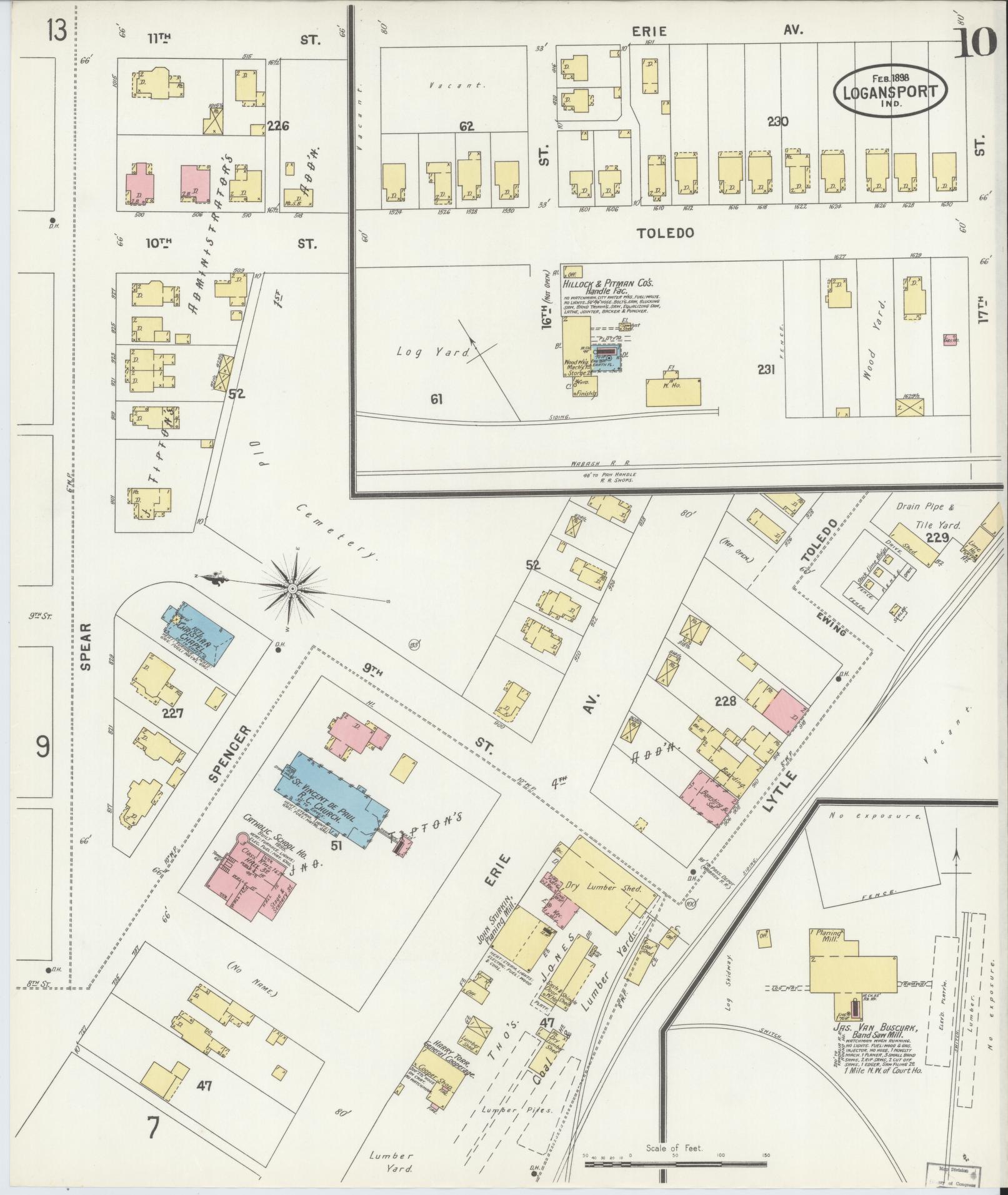Sanborn Fire Insurance Map from Logansport, Cass County, Indiana (1898), Sheet #0010 - Complete Map Set gallery image, historic Sanborn map, vintage wall art, Indiana Indiana