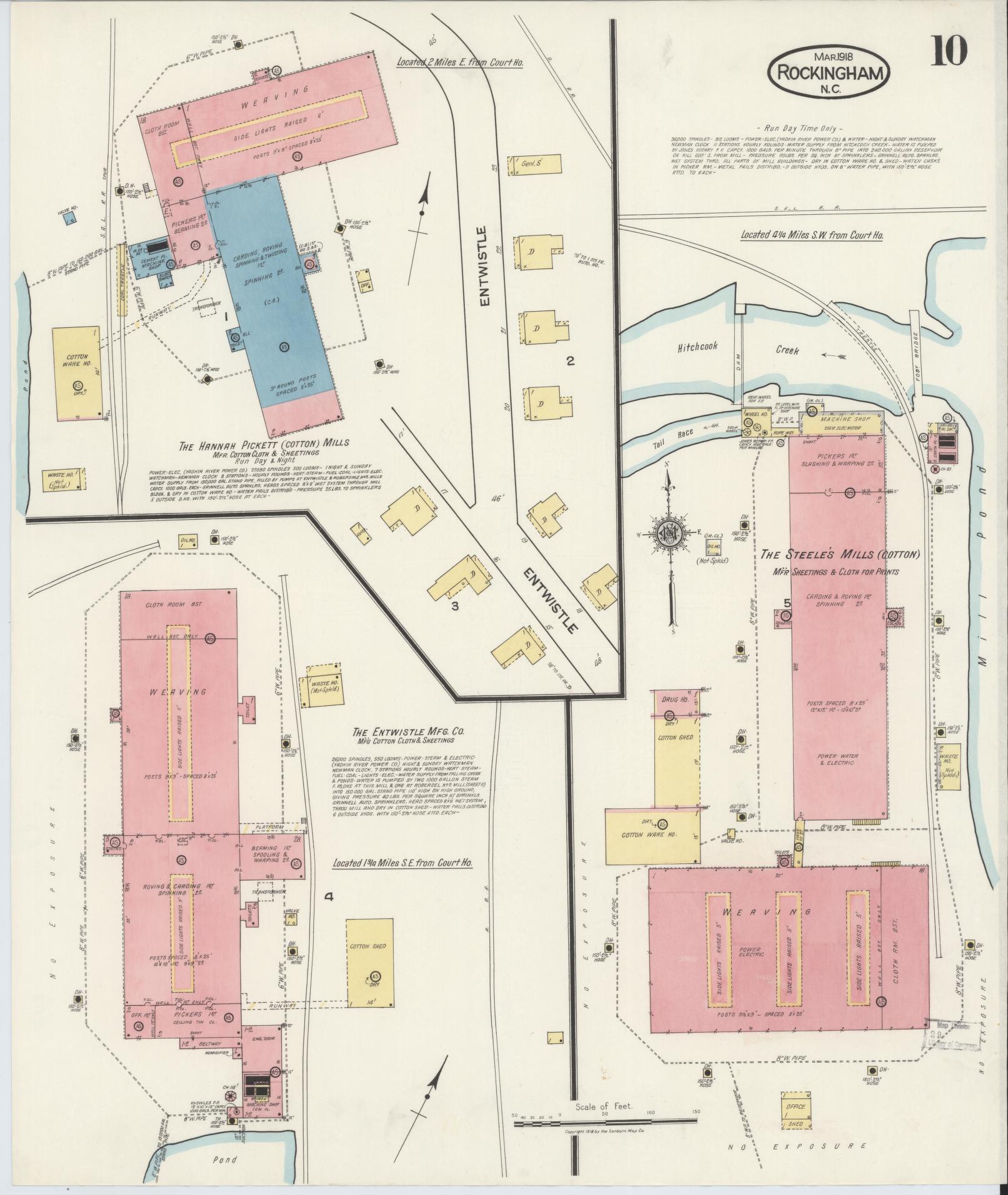Sanborn Fire Insurance Map from Rockingham, Richmond County, North Carolina (1918), Sheet #0010 - Complete Map Set gallery image, historic Sanborn map, vintage wall art, North Carolina North Carolina