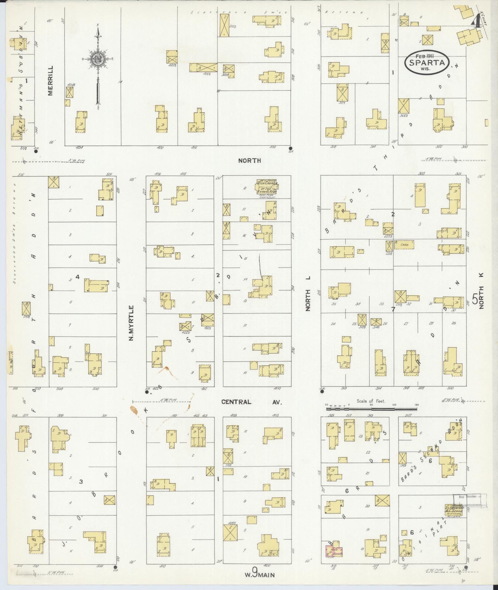 Sanborn Fire Insurance Map from Sparta, Monroe County, Wisconsin (1911), Sheet #0004 - Complete Map Set gallery image, historic Sanborn map, vintage wall art, Wisconsin Wisconsin