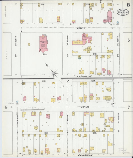 Sanborn Fire Insurance Map from New Ulm, Brown County, Minnesota (1899), Sheet #0006 - Historic Sanborn Fire Insurance Map Print, vintage old map wall art, antique decor, genealogy gift, Minnesota Minnesota map