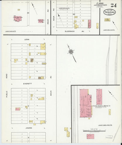 Sanborn Fire Insurance Map from Trinidad, Las Animas County, Colorado (1917), Sheet #0024 - Complete Map Set gallery image, historic Sanborn map, vintage wall art, Colorado Colorado