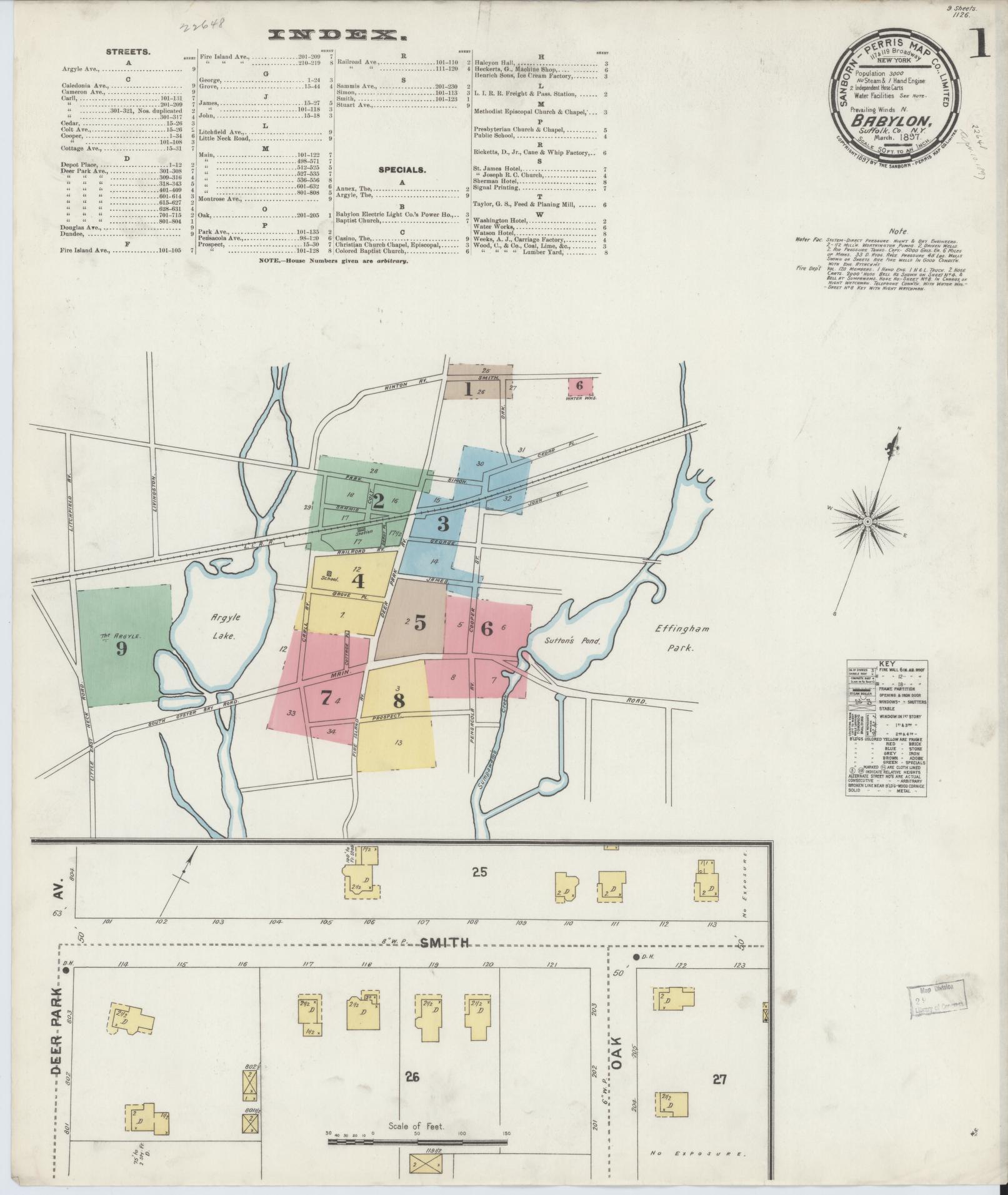 Sanborn Fire Insurance Map from Babylon, Suffolk County, New York. (1897) – Historic Sanborn Fire Insurance Map Print