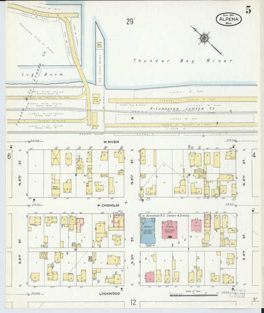 Sanborn Fire Insurance Map from Alpena, Alpena County, Michigan (1910), Sheet #0005 - Historic Sanborn Fire Insurance Map Print, vintage old map wall art, antique decor, genealogy gift, Michigan Michigan map