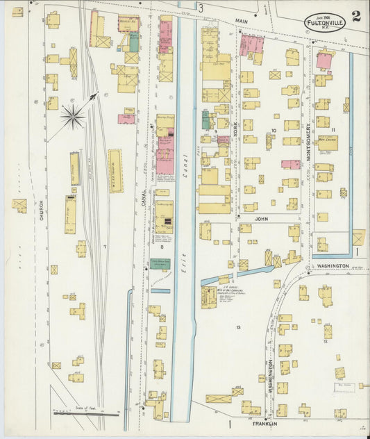 Sanborn Fire Insurance Map from Fultonville, Montgomery County, New York (1906), Sheet #0002 - Historic Sanborn Fire Insurance Map Print, vintage old map wall art, antique decor, genealogy gift, New York New York map