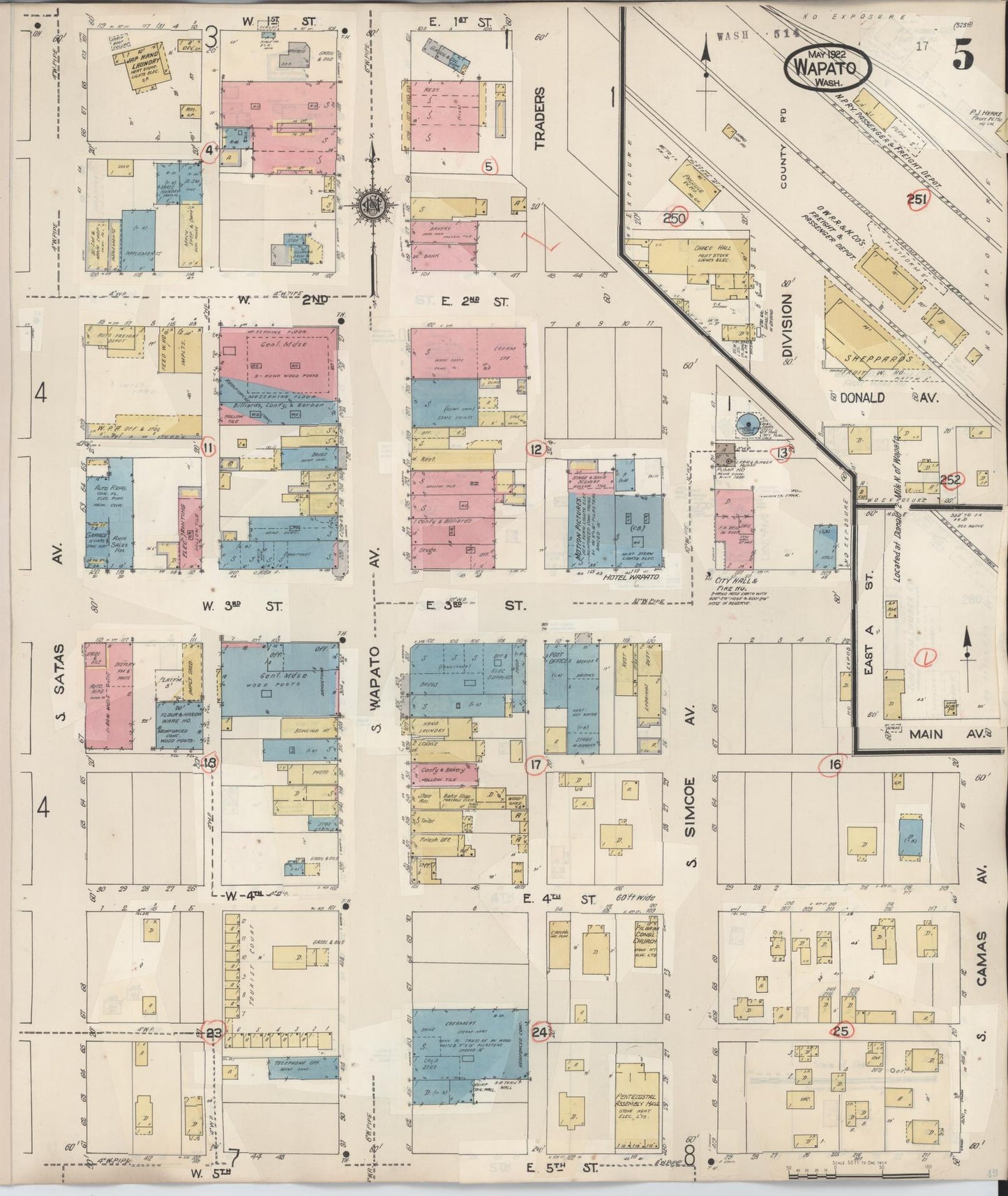 Sanborn Fire Insurance Map from Wapato, Yakima County, Washington (1941), Sheet #0005 - Complete Map Set gallery image, historic Sanborn map, vintage wall art, Washington Washington