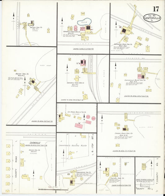 Sanborn Fire Insurance Map from Centerville, Appanoose County, Iowa (1913), Sheet #0017 - Historic Sanborn Fire Insurance Map Print, vintage old map wall art